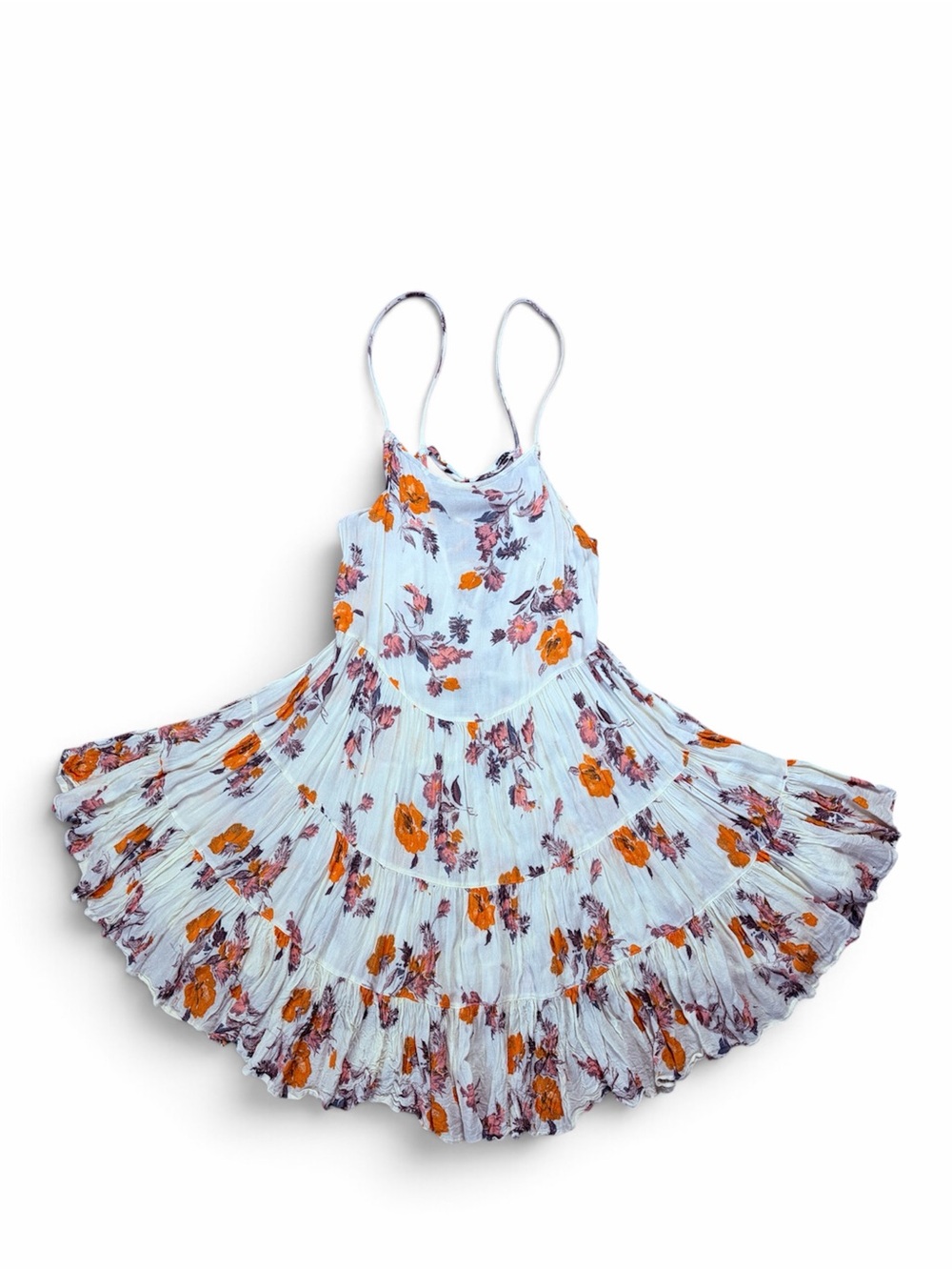 Free People Intimately M Floral Tiered Tunic Mini Dress Lace Up Back NWOT
